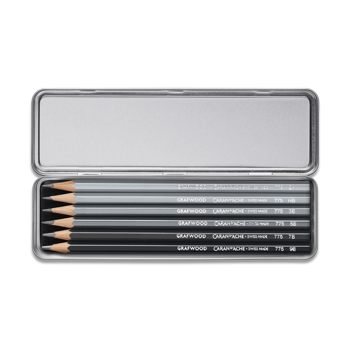 Boîte de 6 crayons graphite Graphite Line Caran d'Ache assortiment graduations