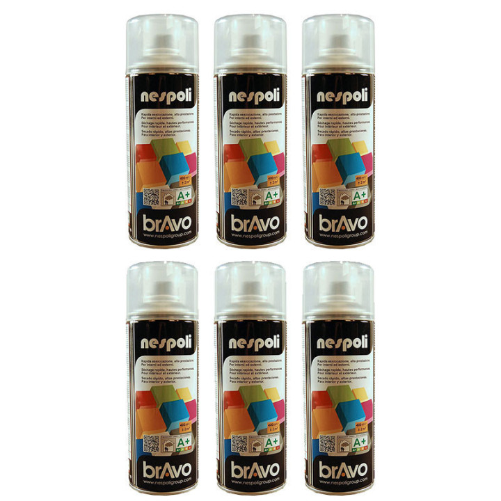 photo-Lot de 6 bombes de peinture professionnelle Nespoli effet brillant vernis transparent