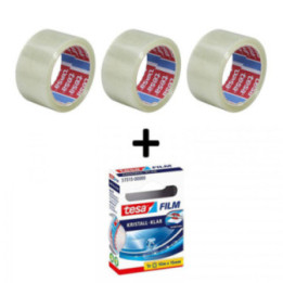 Lot de 3 rubans emballage adhésif transparent Tesa + 1 ruban adhésif invisible