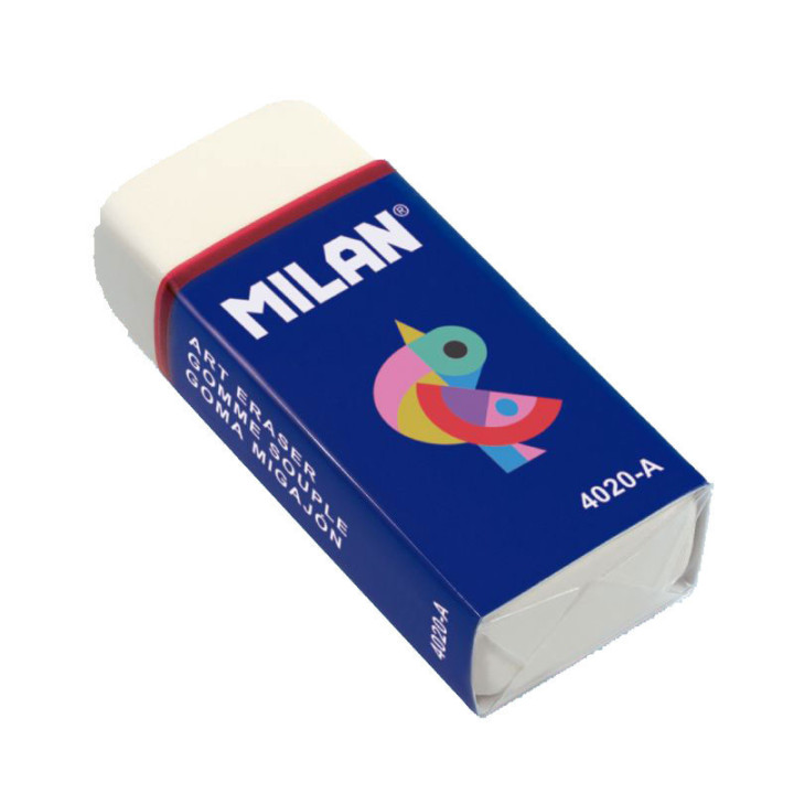 Gomme souple blanche synthétique avec manchon carton Milan
