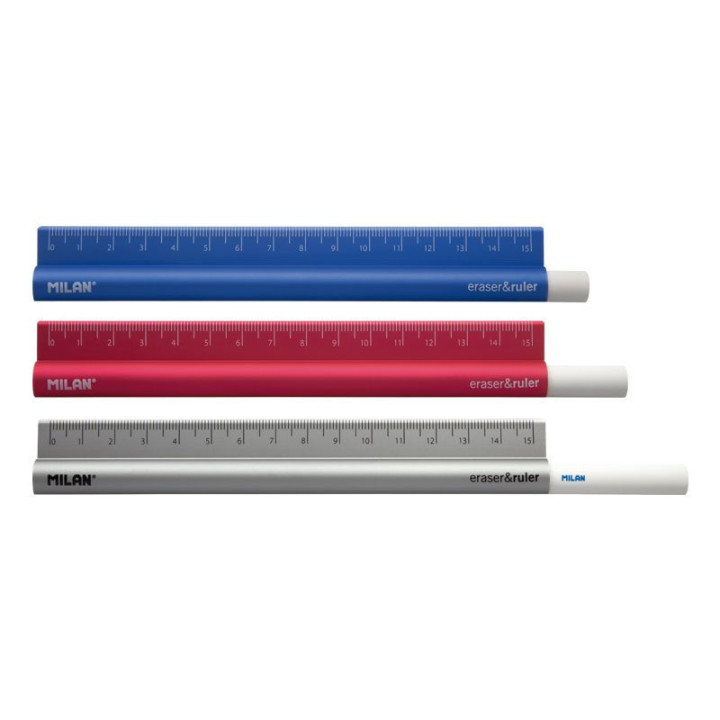 Règle en métal 15 cm avec gomme blanche intégrée Milan