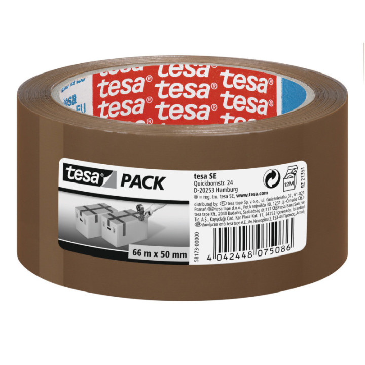 Lot 6 rouleaux adhésif emballage havane 66m x 50mm Tesa Pack
