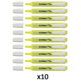 Lot de 10 surligneurs jaune fluo - STABILO Swing cool
