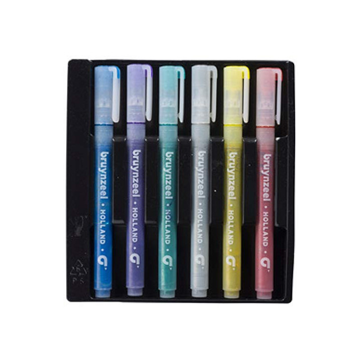 Feutres de coloriage - Avec paillettes - 6 couleurs - Pour enfant - Bruynzeel