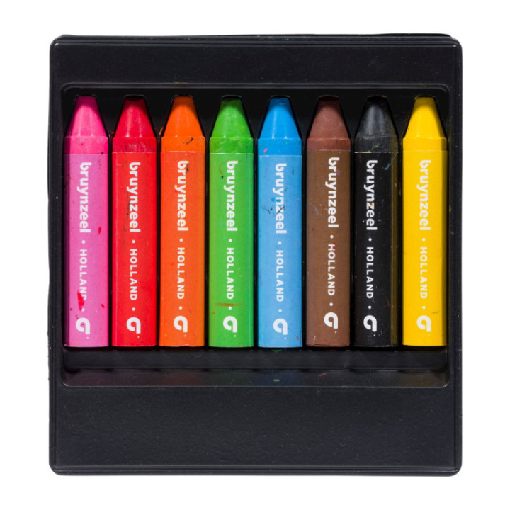 Crayons de couleur - A la cire - 8 couleurs - Dès 2 ans - Facile à utiliser - Bruynzeel