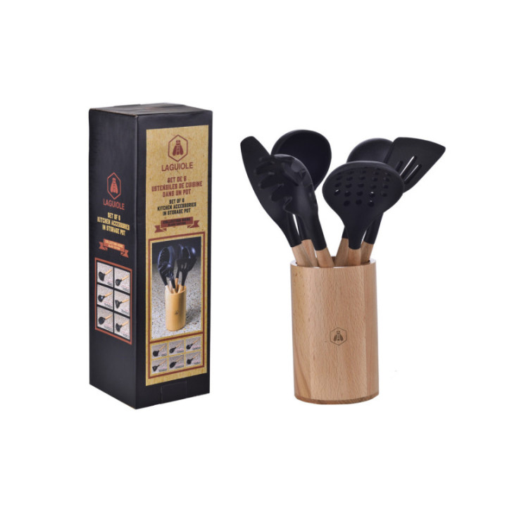 Ustensiles de cuisine en bois et silicone Laguiole