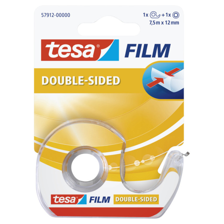 Dévidoir ruban adhésif double face transparent Tesa 7,5m x 12mm