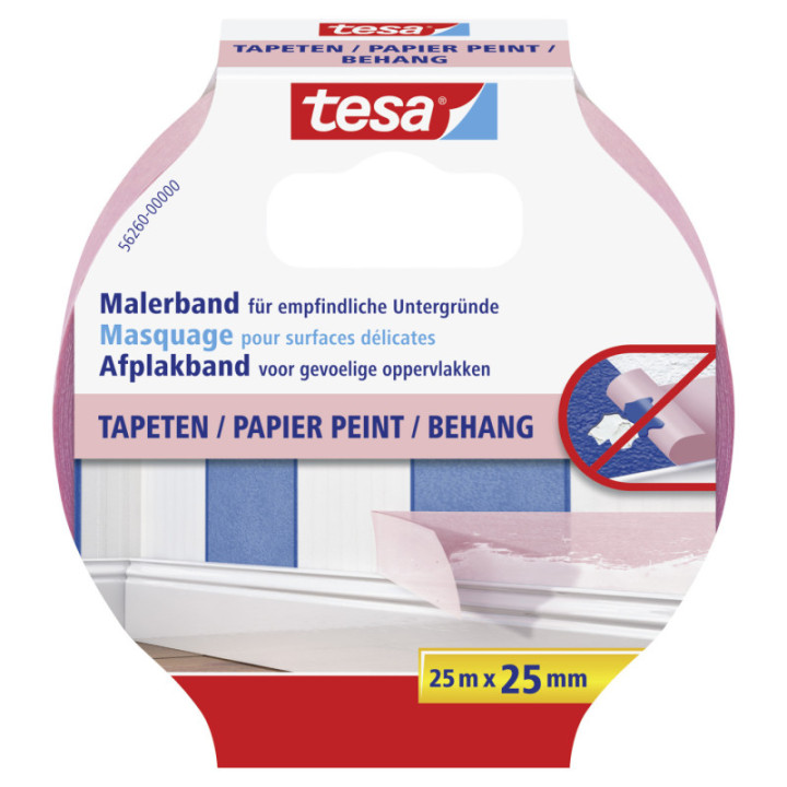Ruban de masquage pour surfaces sensibles Tesa 25m x 25mm