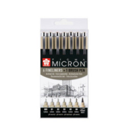 Pochette de 6 feutres calibrés + 1 gratuit Pigma Micron Sakura