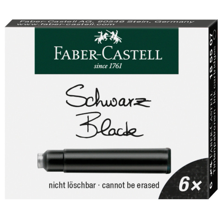 Cartouches d'encre pour stylo plume - Petite taille - Noir - Faber-Castell