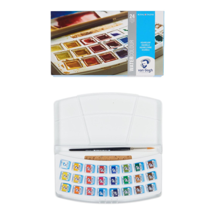 Peinture aquarelle - Boîte de 24 godets - Van Gogh - Assortiment couleurs
