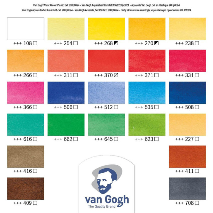 Peinture aquarelle - Boîte de 24 godets - Van Gogh - Assortiment couleurs