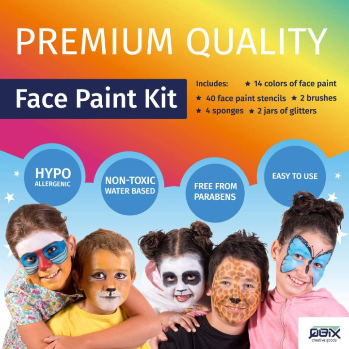 Kit de peinture pour le visage maquillage enfant Qbix