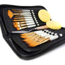 Pochette de pinceaux, spatules et éponges pour la peinture artistique Qbix
