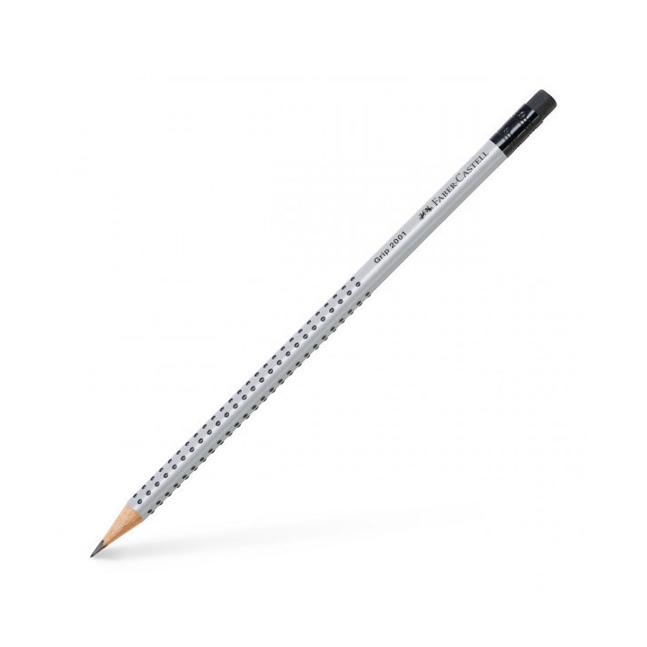 Etui de 3 crayons graphite HB Grip 2001 avec embout gomme Faber-Castell