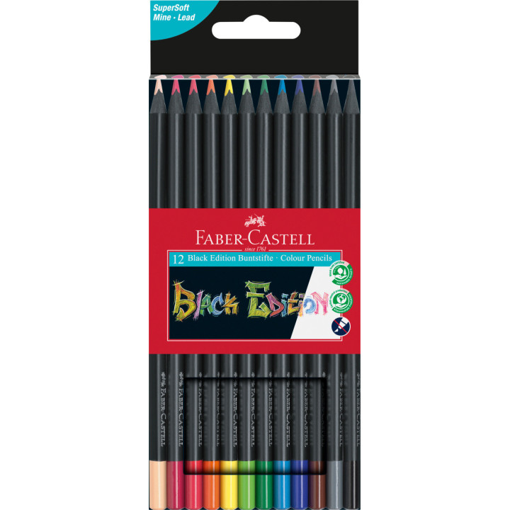 Etui de 12 crayons de couleur Black Edition Faber-Castell