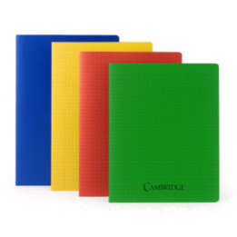 Lot de 4 cahiers - 24x32(cm) - Grands carreaux - 96 pages - couverture en polypro bleu,jaune,rouge,vert - sans spirale - Hamelin