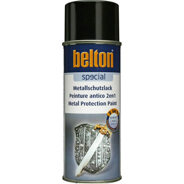 Bombe de peinture Belton 2-en-1 anti-corrosion noir brillant 400 ml