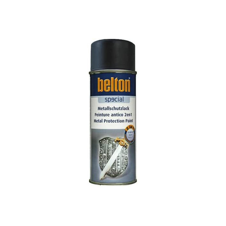 Bombe de peinture Belton anti-corrosion pour métaux 2 en 1 noir mat 400ml