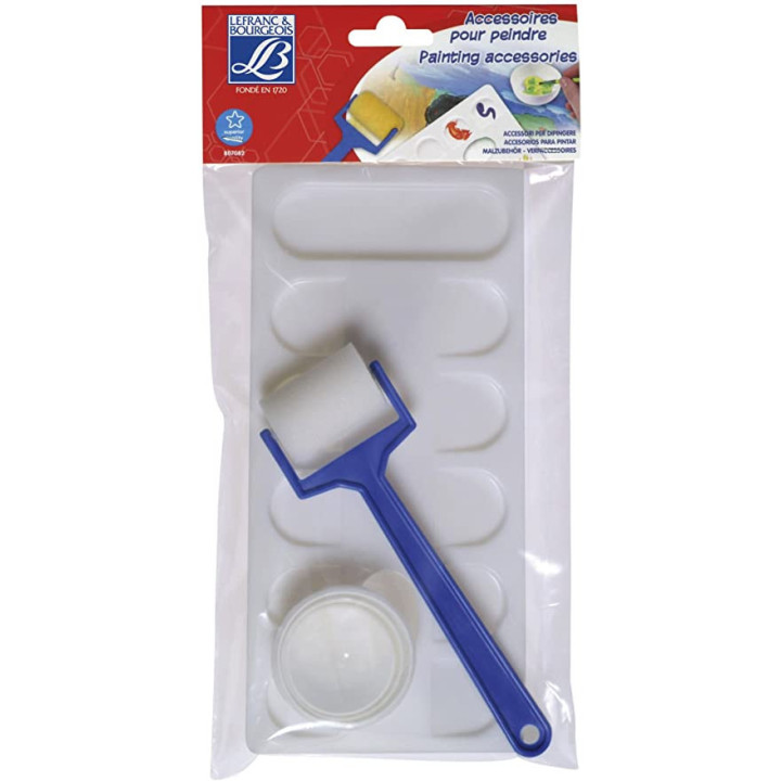 Set accessoires peinture palette et rouleau mousse Lefranc Bourgeois
