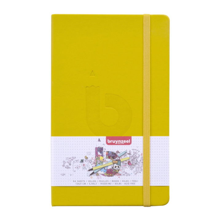 Carnet - Dessin - Bullet journal - 13 x 21 cm - Jaune - 64 feuilles pointillées - Bruynzeel