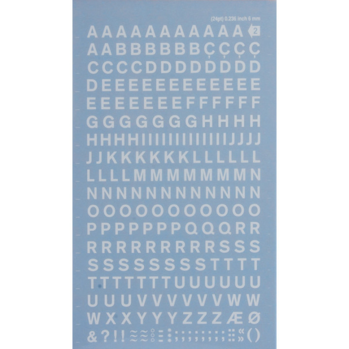 Lettres transfert à sec blanc 6mm Decadry Apli