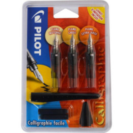 Pack de 3 stylos à plume Plumix Pilot pour calligraphie pointe moyenne large extra large