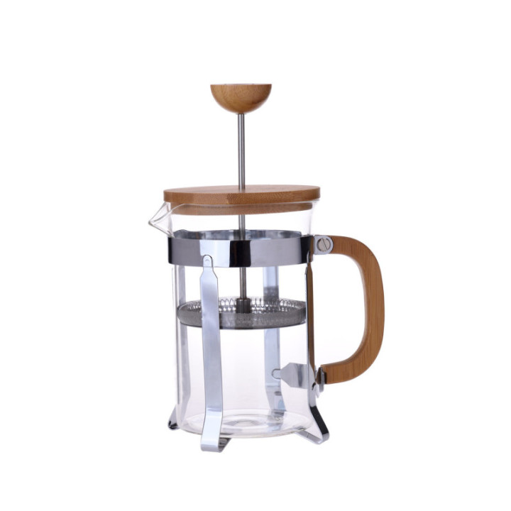 Cafetière à piston en bois de bambou et verre Laguiole