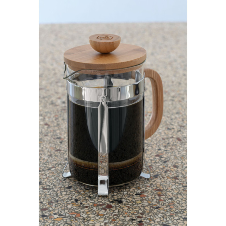 Cafetière à piston en bois de bambou et verre Laguiole