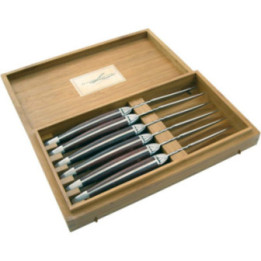Coffret en bois de 6 couteaux à viande - Domaine Laguiole