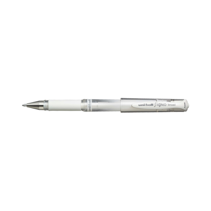 Stylo roller Uni-Ball Signo Broad Blanc métallisé