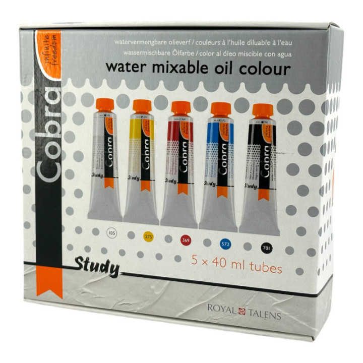 Coffret de 5 tubes de peinture à l'huile 40ml Cobra Study