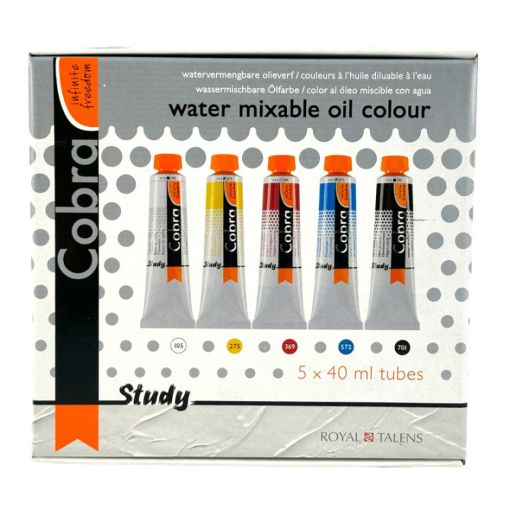 Coffret de 5 tubes de peinture à l'huile 40ml Cobra Study
