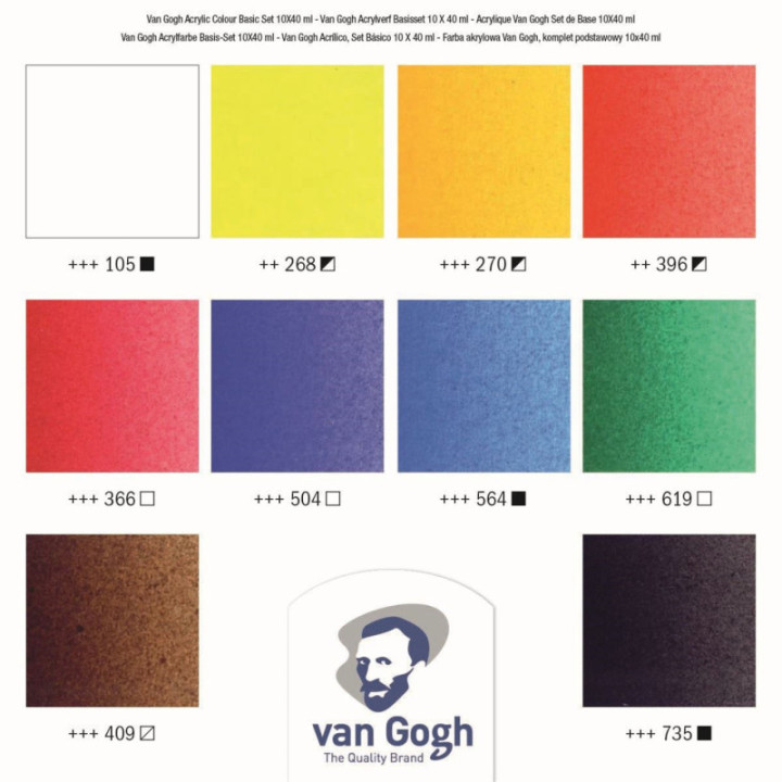 Peinture acrylique - Coffret de 10 tubes de 40 ml - Van Gogh