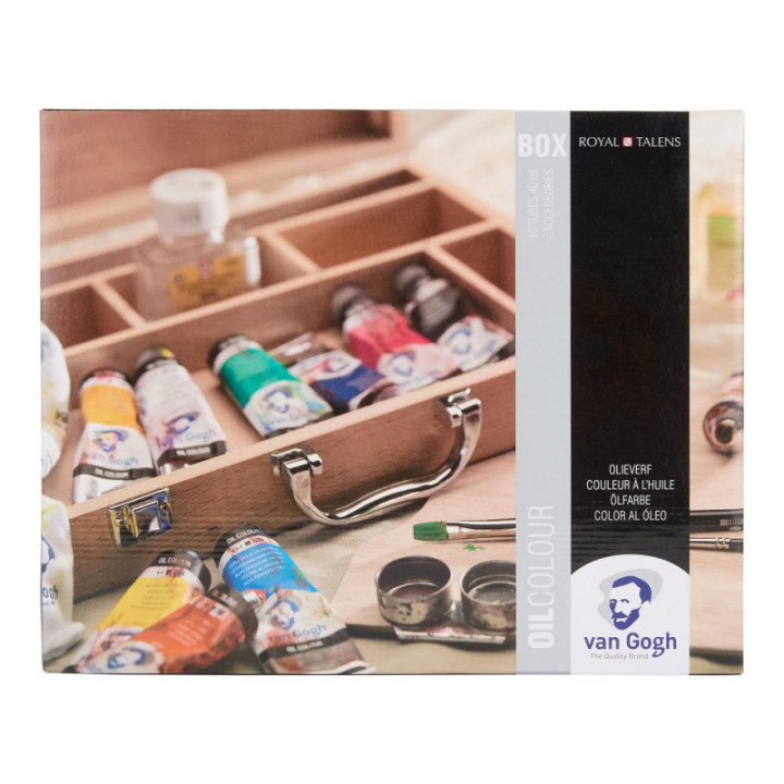 Peinture à l'huile - Coffret bois - 10 tubes 40ml + accessoires - Van Gogh
