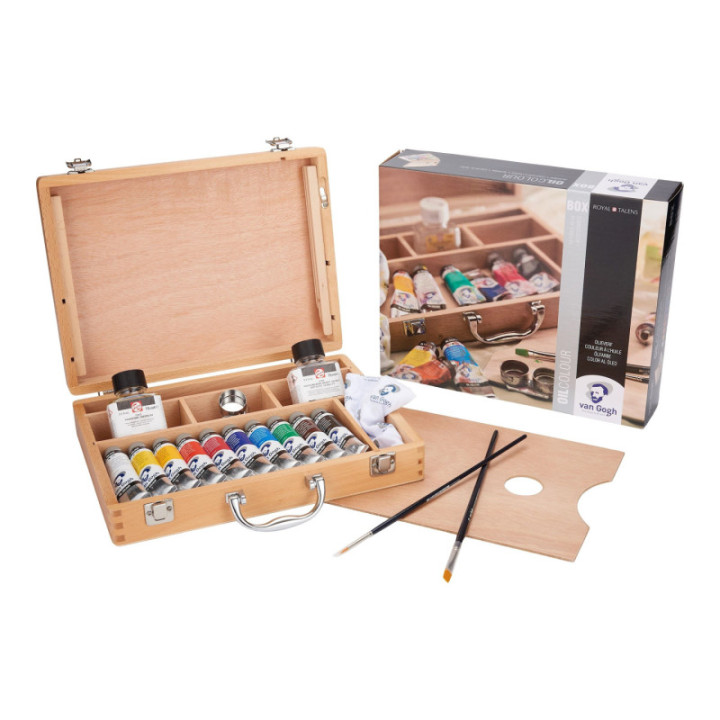 Peinture à l'huile - Coffret bois - 10 tubes 40ml + accessoires - Van Gogh