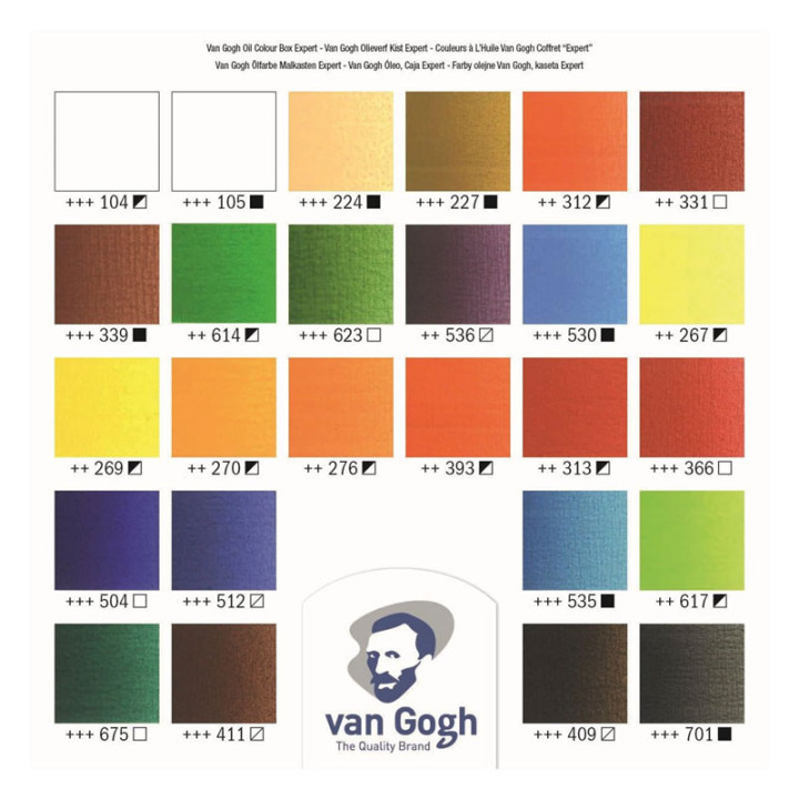 Peinture à l'huile - Coffret expert bois - 26 tubes 20 ml + 60ml + accessoires - Van Gogh