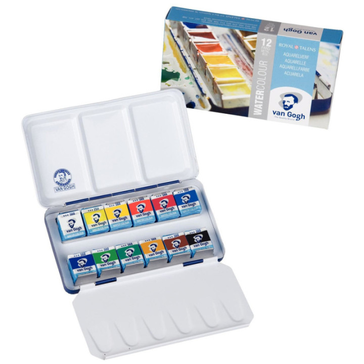 Peinture aquarelle - Coffret métal - 36 godets + palette intégrée - Van Gogh