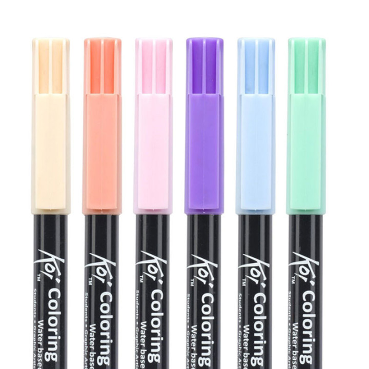 6 feutres - Pointe pinceaux  - Koi Coloring Brush Pen Sweet colours - Sakura