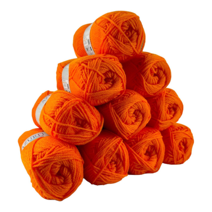 Pelotes - Orange - 100% Acrylique - 50g/140m - Lot de 10 pelotes - Azurite