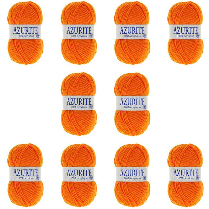 Pelotes - Orange - 100% Acrylique - 50g/140m - Lot de 10 pelotes - Azurite