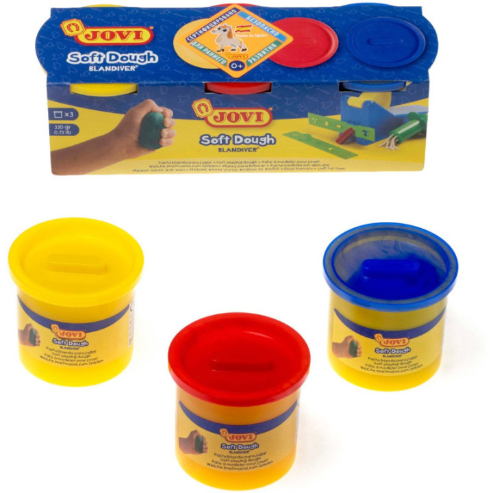 Pâte à modeler - Texture douce - Enfant - Dès 2 ans - 3 pots - Jovi