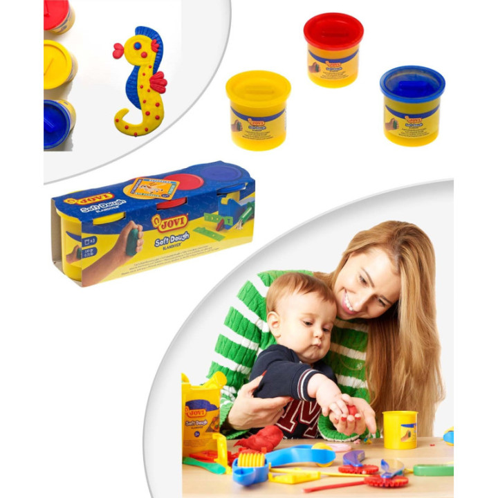 Pâte à modeler - Texture douce - Enfant - Dès 2 ans - 3 pots - Jovi