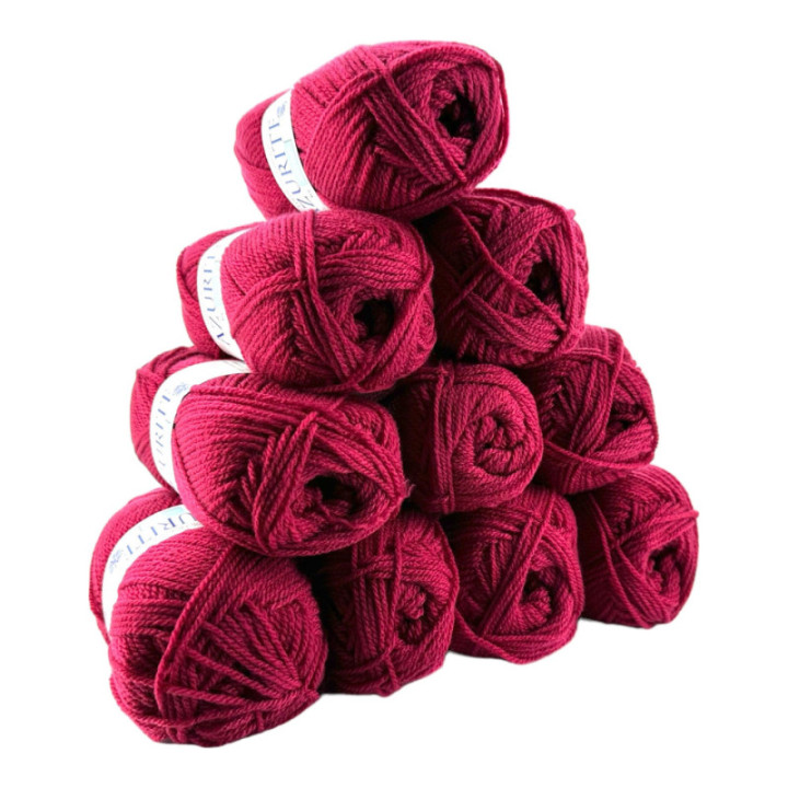 Pelotes - Rose foncé - 100% Acrylique - 50g/140m - Lot de 10 pelotes - Azurite