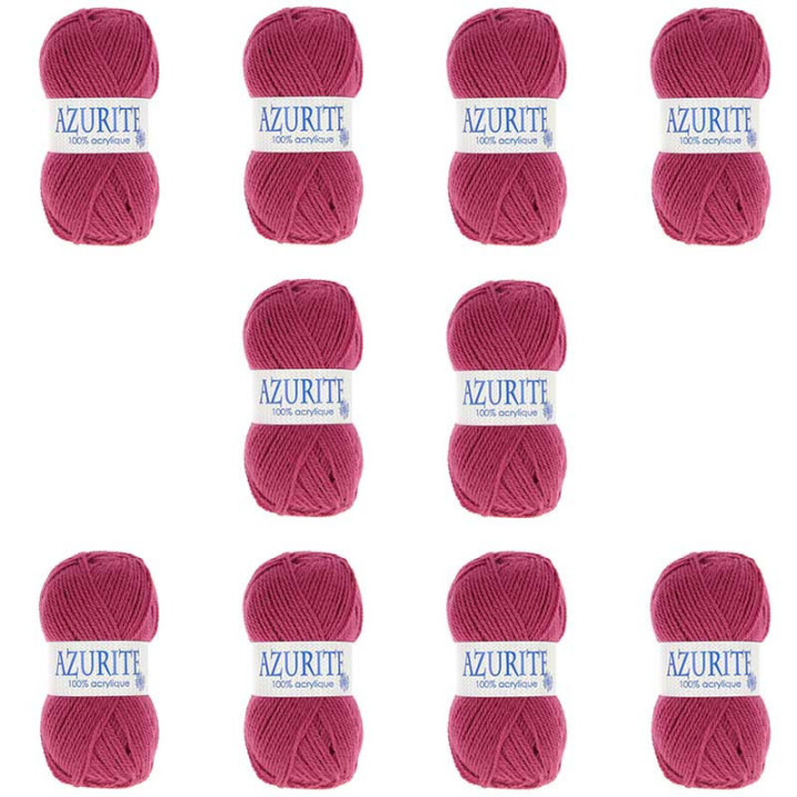 Pelotes - Rose foncé - 100% Acrylique - 50g/140m - Lot de 10 pelotes - Azurite