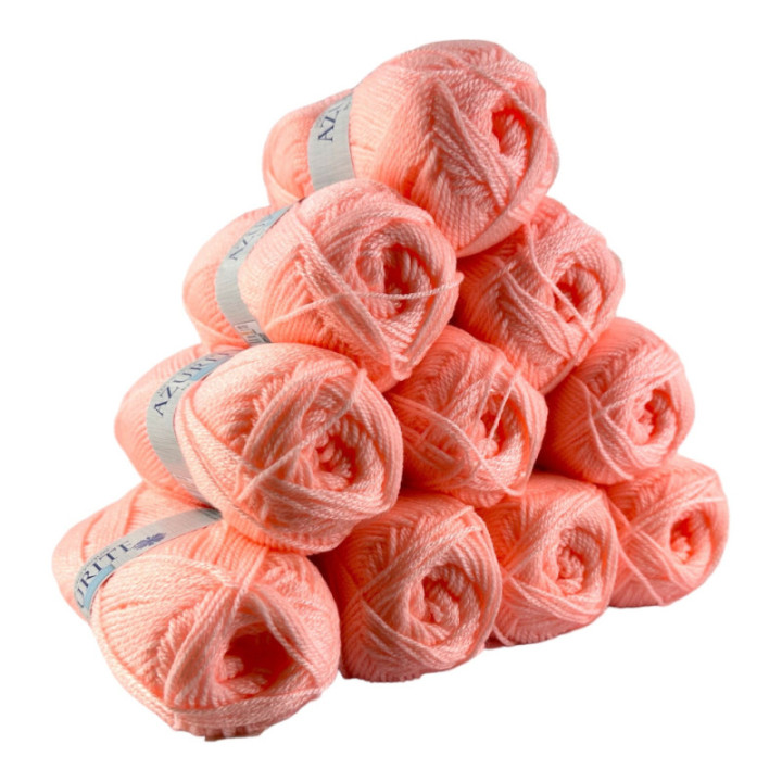 Pelotes - Rose layette - 100% Acrylique - 50g/140m - Lot de 10 pelotes - Azurite