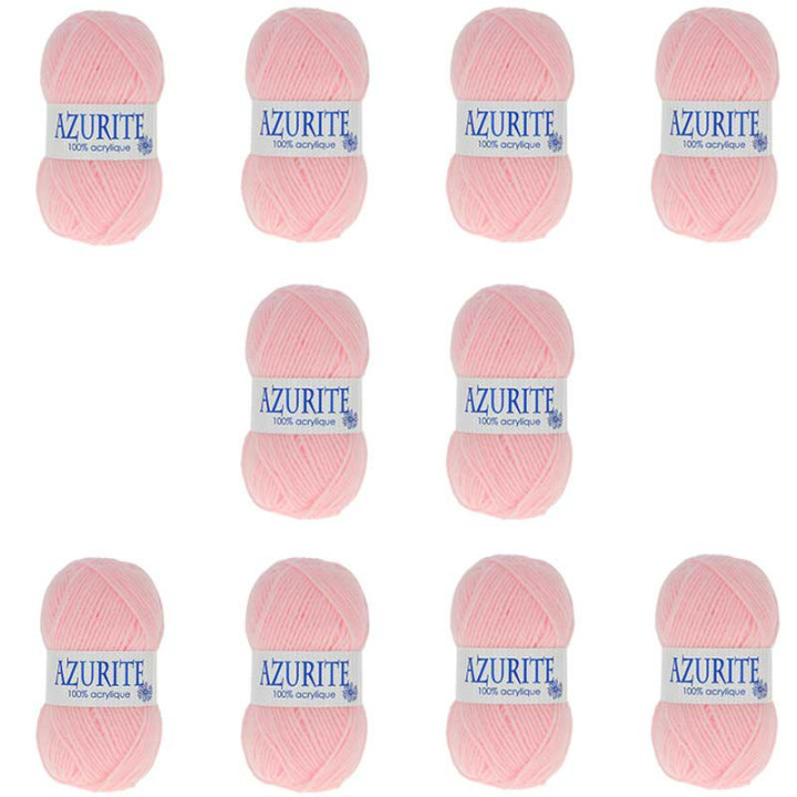 Pelotes - Rose layette - 100% Acrylique - 50g/140m - Lot de 10 pelotes - Azurite