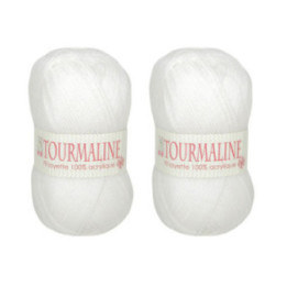 Lot de 2 pelotes Tourmaline blanc - 100% acrylique - 50g/200m - Distrifil