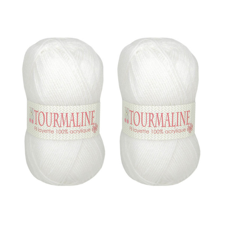 Lot de 2 pelotes Tourmaline blanc - 100% acrylique - 50g/200m - Distrifil