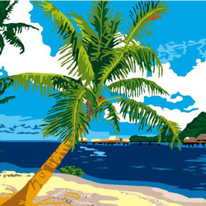 Kit complet canevas 15 x 20 cm motif plage des tropiques